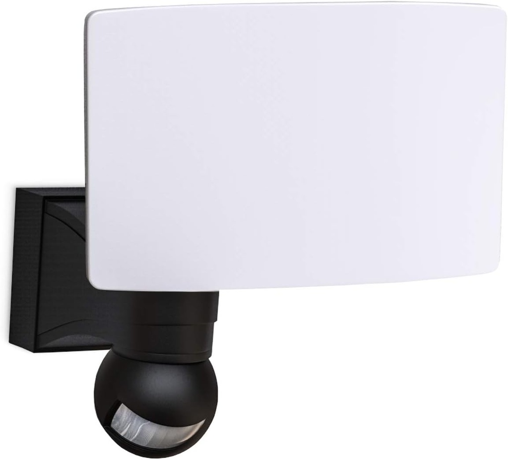 B.K.Licht - Lampa de exterior cu detector de miscare, senzor de amurg, pivotanta, lampa de perete, lumina de perete exterioara, spot LED, lumina de exterior, aplice exterioare, iluminat exterior, 21,7x17,6x18 cm, negru