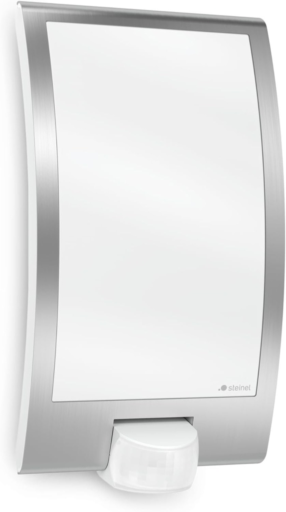 Lampa de perete Steinel L 22 S, detector de miscare la 180°, pivotanta, raza de actiune de 10 m, carcasa din otel inoxidabil, 60 wati, plastic cu carcasa din otel inoxidabil, E27, 28,6 x 16,2 x 8,5 cm, 009816