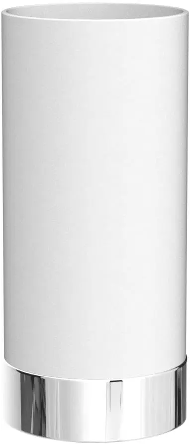B.K.Licht - Lampa de noptiera cu control tactil, reglabila, soclu E14, cilindru din sticla alba, lampa de masa, lampa, lumina de noptiera, lampa de birou, lampa de birou, lampa de citit, lumina de citit, 24,5 x 11 cm (diametru x inaltime), alb-crom