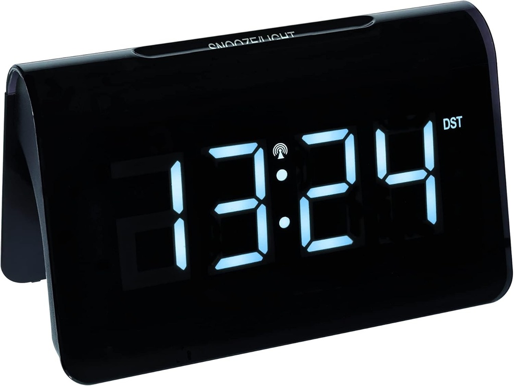Ceas radio cu alarma digital TFA Dostmann Icon, 60.2543.02, cifre LED foarte luminoase, alarma, durata individuala de amanare, alb-negru