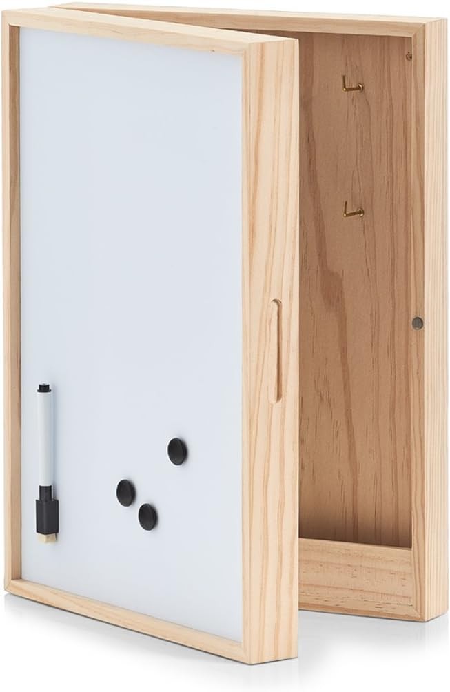 Zeller 15142 Cutie pentru chei/notite cu tabla alba, Cutie pentru chei din lemn, Lemn, Alb, 42 x 30 x 8 cm