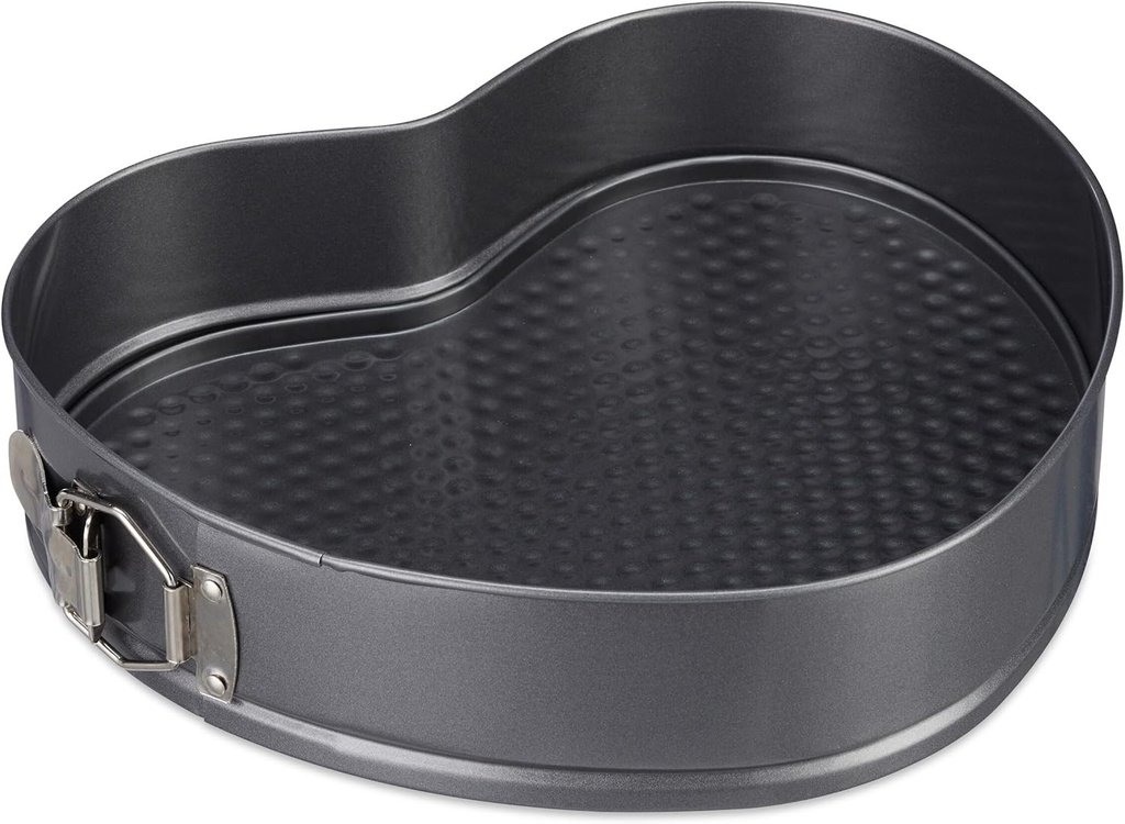 Tava pentru tort Relaxdays XL, forma de inima, romantica, antiaderenta, detasabila, 28,5x25 cm, otel carbon, 6,5 x 28,5 x 25 cm