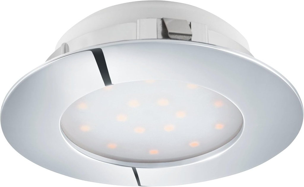 Spot incastrat LED EGLO Pineda, spot din plastic, corp incastrat cromat, spot incastrat plat, Ø 10,2 cm