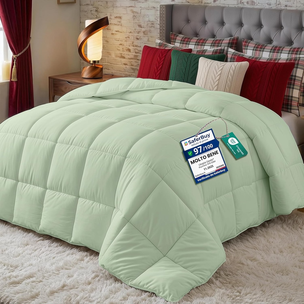Utopia Bedding Pilota dubla 220 x 240 cm 370 GSM, Pilota pentru pat dublu, Pilota dubla 100% microfibra (verde salvie)