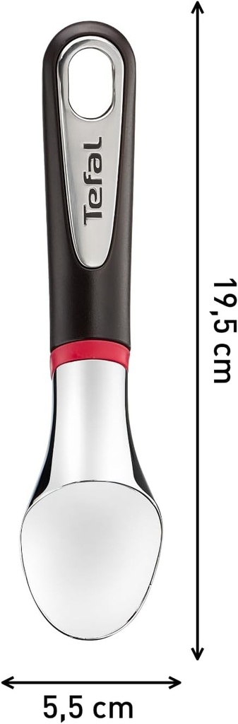 Lingura pentru inghetata Tefal Ingenio K20722 | Ideala pentru portionarea usoara a inghetatei | Plastic | Negru/Rosu | Bucla de agatare | Se poate spala in masina de spalat vase, 25,5 x 4,7 x 5,5 cm