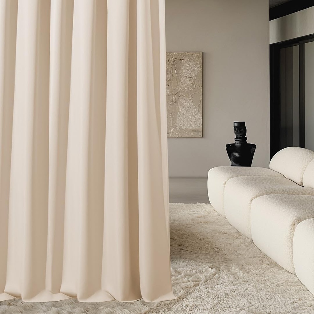 ROOM99 Perdea cu banda incretita Aura 140 x 300 cm Latime x Inaltime Perdele glisante Perdea moderna pentru living Dormitor Crem, 1 bucata