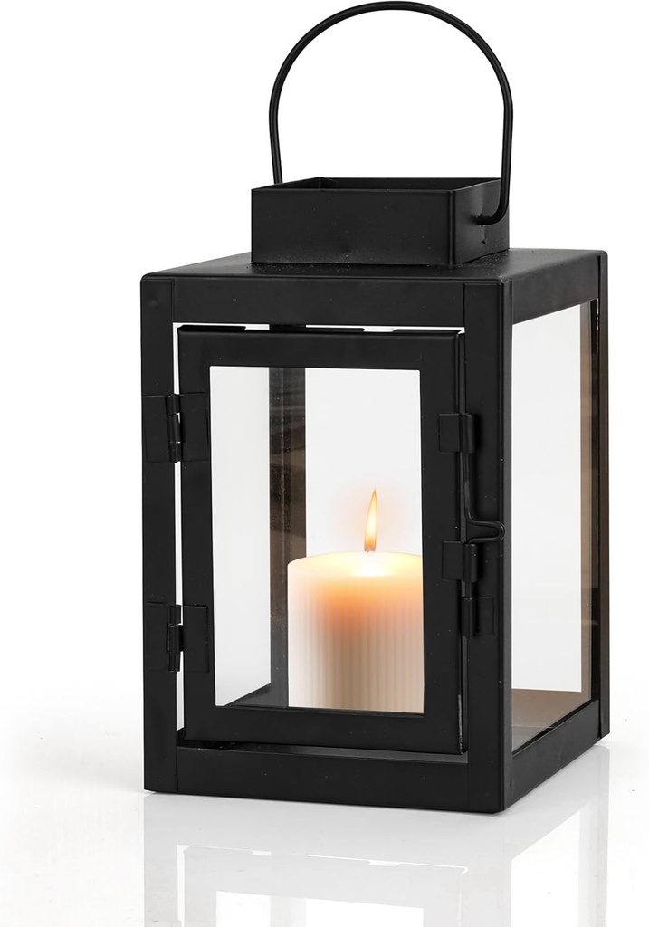 Felinare metalice negre AZKEEGREY, decorative, inaltime 16 cm, felinare de exterior, felinare cu lumanari, felinare de gradina, felinare cu lumanari pentru evenimente de interior si exterior, nunti, rezistente la intemperii