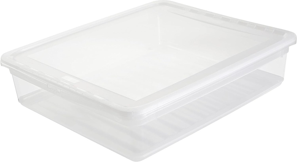 Cutie de depozitare keeeper cu capac si sistem de inchidere glisanta, 39 x 33,5 x 9 cm, 9 L, Cornelia, transparenta