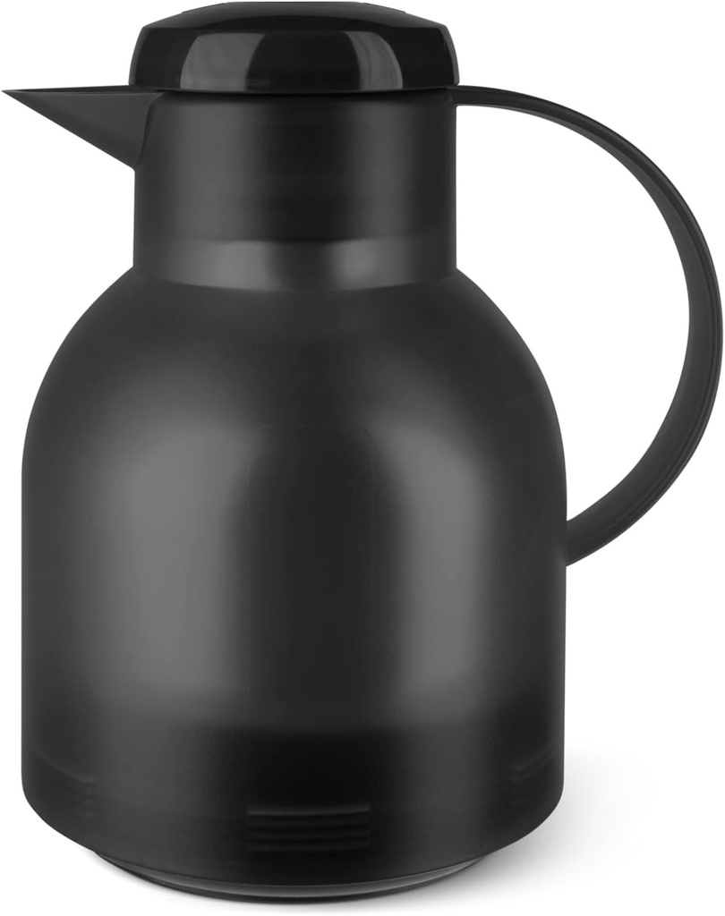Cana termoizolanta Emsa Samba 504235 | 1 litru | Inchidere rapida | 100% etansa | Se mentine cald timp de 12 ore, rece timp de 24 de ore | Negru translucid