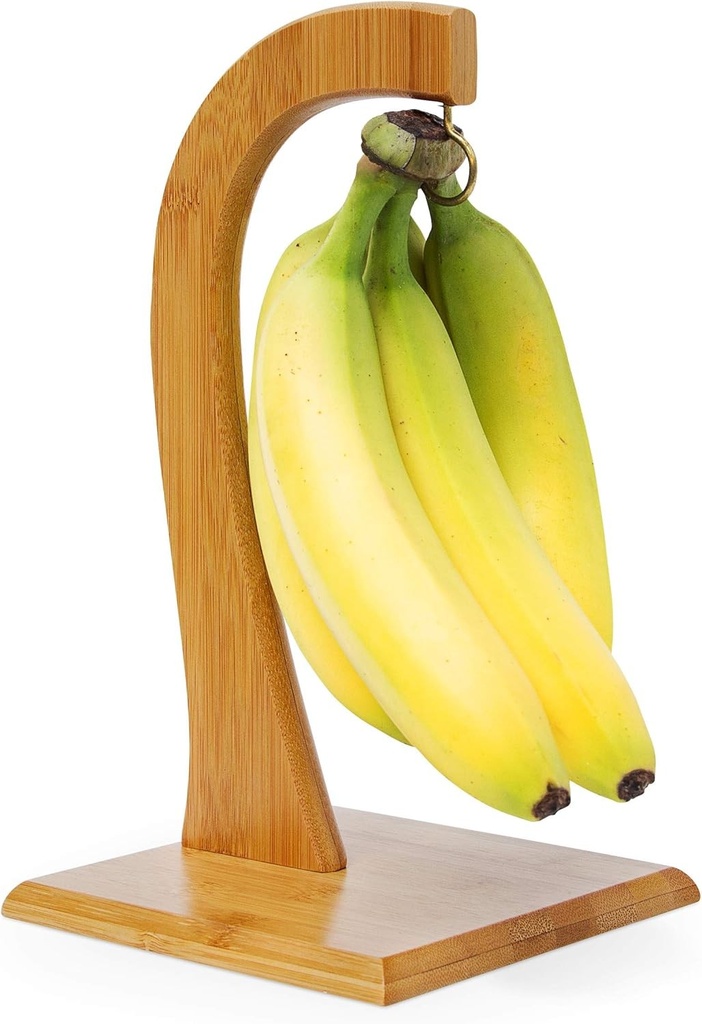 Relaxdays Suport pentru fructe din bambus SHELDON HBT 28,5 x 16 x 16 cm Suport decorativ pentru fructe din bambus pentru bucatarie, pentru agatat fructe, struguri, rosii si alte fructe Suport robust pentru fructe, natural