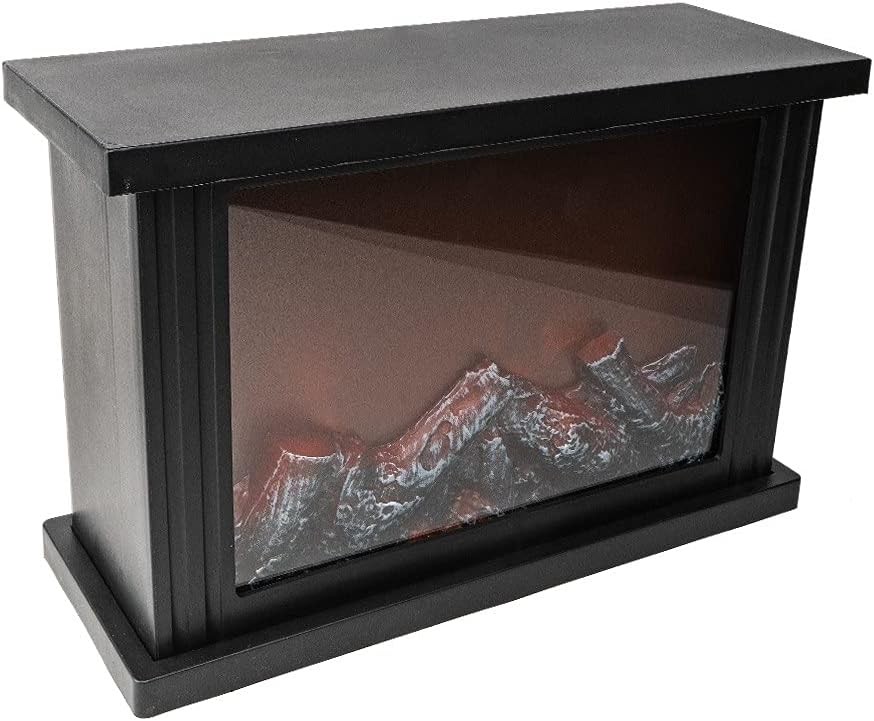Semineu LED Ideen mit Herz, semineu decorativ, electric, cu baterii, fara incalzire, efect realist de flacara, 30x11,5x20 cm, cu functie de temporizator (6 ore pornit, 18 ore oprit)