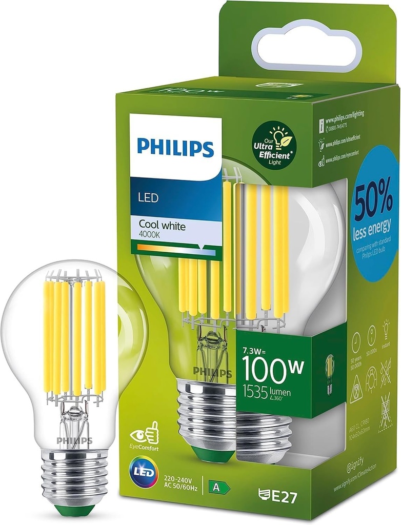 Bec LED ultra-eficient Philips CLA 100WA60 E27 4000K CL UE SRT4