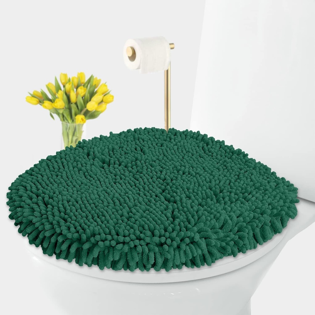 Husa de toaleta LuxUrux, culoare verde inchis – Husa extra moale din plus, microfibra shaggy, huse standard pentru toaleta, lavabila la masina si uscata in uscator (45,7 x 45,7 cm, verde inchis)