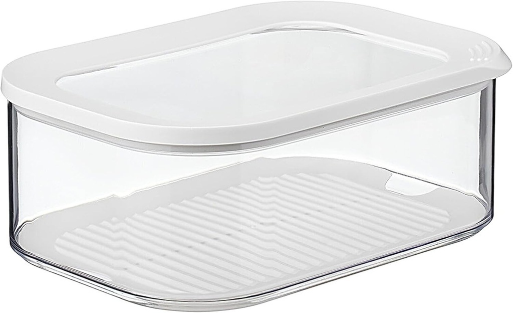 Mepal - Recipient Modula pentru Branza pentru Frigider - Cutie de Depozitare cu Capac - Pentru Bucati si Felii de Branza - Recipient Ermetic pentru Branza - Organizator pentru Depozitare si Frigider - 2000 ml - Alb