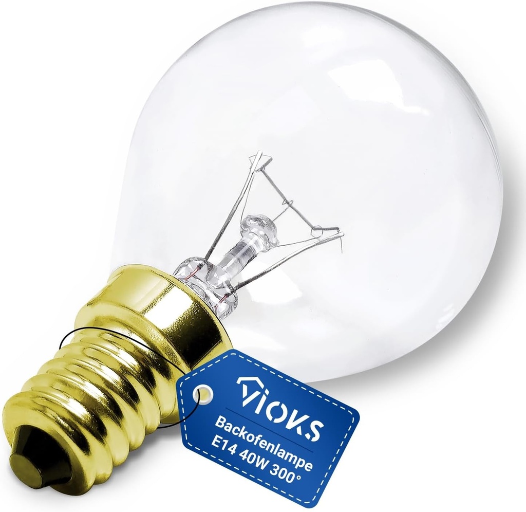 Bec VIOKS E14 40W 230V 300°C 45mmØ 77mm pentru cuptoare, frigidere, cuptoare cu microunde Neff Bosch Siemens - Bec cuptor E14 si bec hota - Accesorii pentru electrocasnice mari