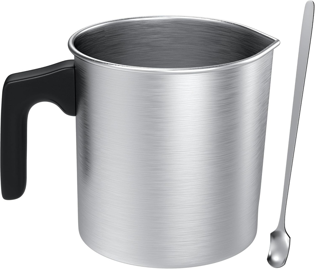 sevkumz Topitor de ceara 1,2 l cu lingura de 17 cm, topitor de ceara din aluminiu cu maner rezistent la caldura pentru fabricarea lumanarilor