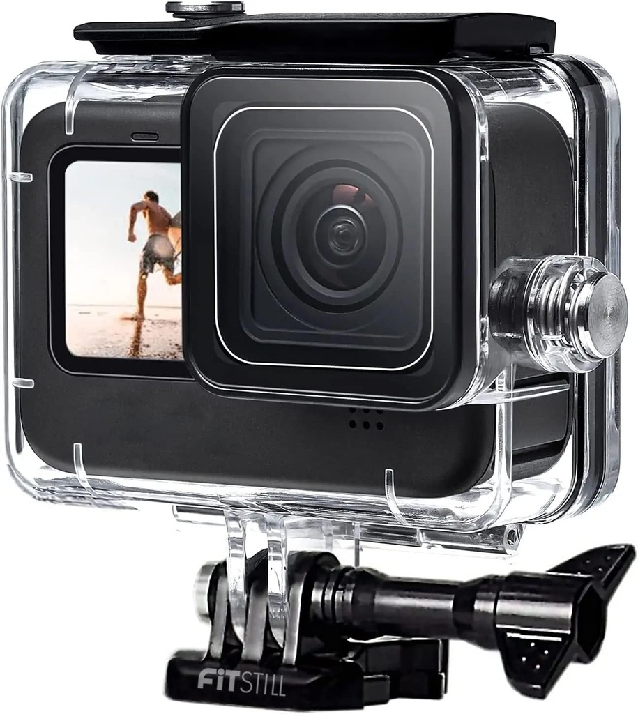 Carcasa de scufundari FitStill impermeabila pentru GoPro Hero 13/12/11/10/9 neagra, accesorii pentru carcasa de scufundari de protectie 60M/196FT (Hero 13/12/11/10/9 negru)