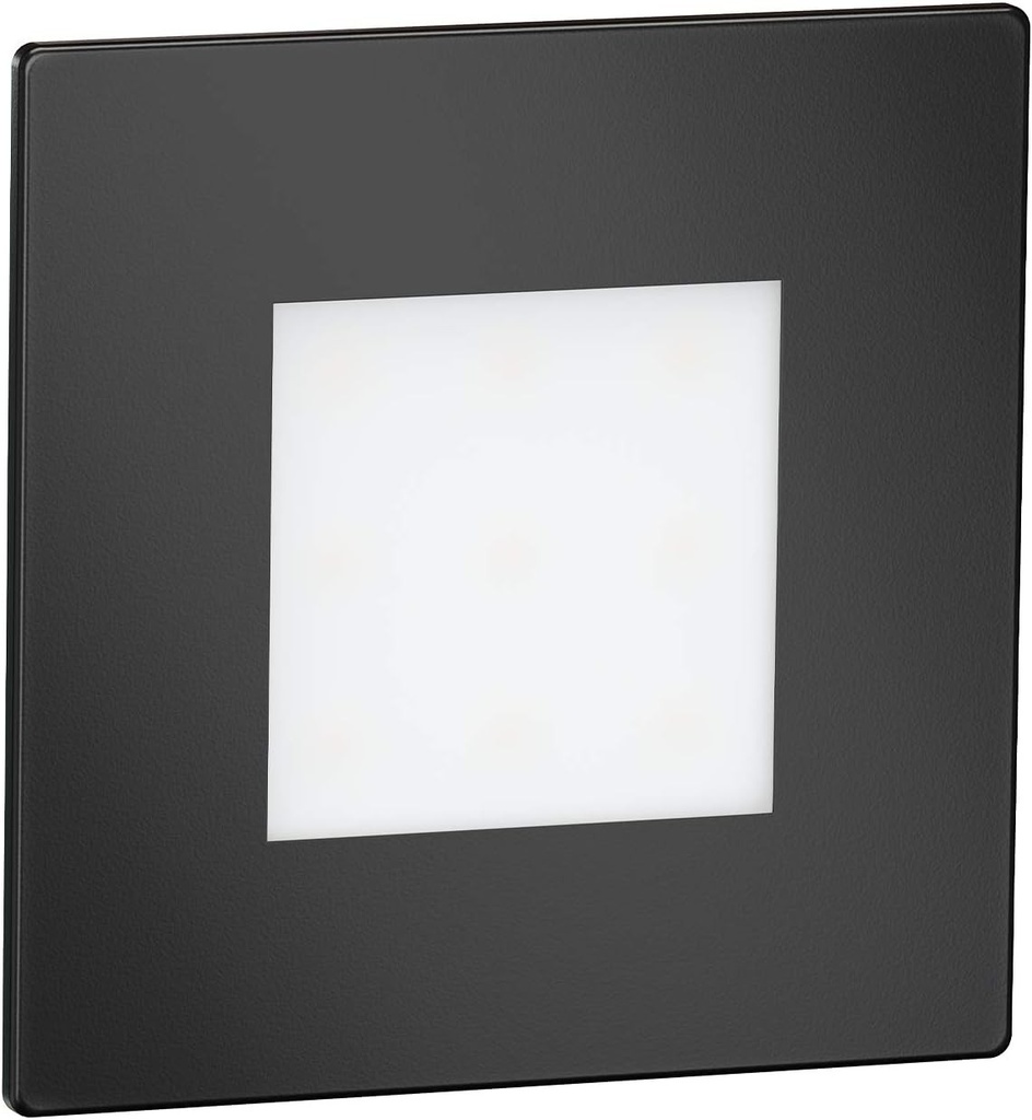 ledscom.de Aplica incastrata LED FEX pentru scari/perete, pachet de 5, pentru interior si exterior, patrata, neagra, 85 x 85 mm, alb cald