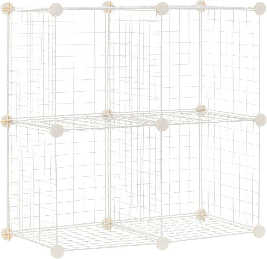 Amazon Basics, 4 cuburi de rafturi din sarma, albe, 37 adancime x 77 latime x 77 inaltime cm