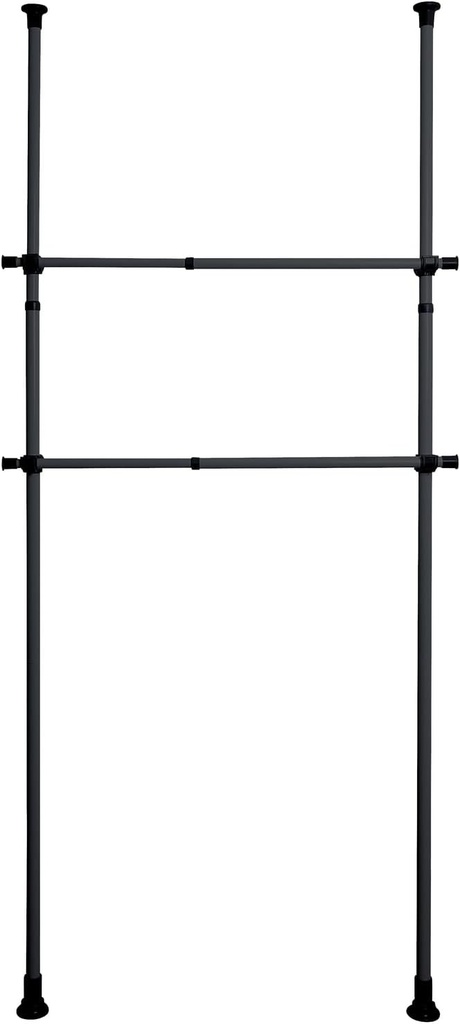 WENKO Herkules, set de 2 suporturi pentru haine, completeaza sistemul telescopic metalic asortat pentru dulapuri sau ca suport pentru haine, incl. suporturi din plastic, extensibile pana la 120 cm, negru