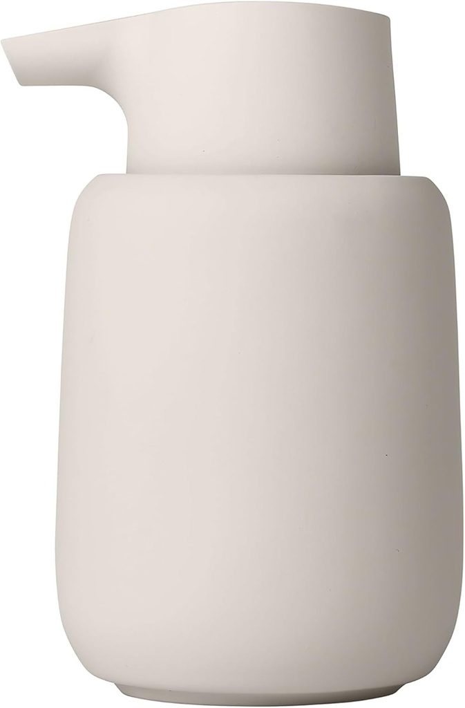 Dispenser de sapun ceramic blomus SONO 250 ml | Dispenser de sapun de mana bej | Ø8 x 14I cm | Culoare Moonbeam | Dispenser de sapun lichid cu cap de pompa