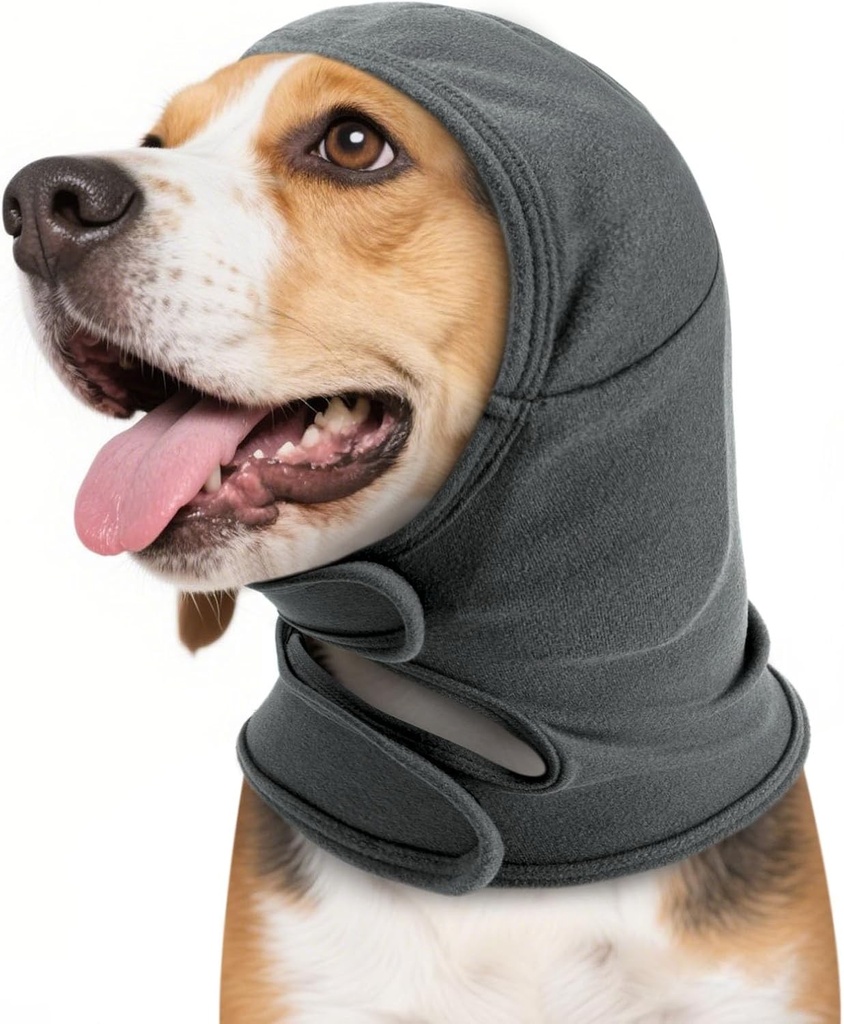 IECOii Protectie Urechi Snood pentru Animale de Companie, Hanorace cu Caputa pentru Caini, Casti Urechi pentru Caini, Hanorac cu Protectie Auditiva pentru Caini, Casti Urechi cu Protectie Zgomot pentru Caini si Pisici (Gri, L)