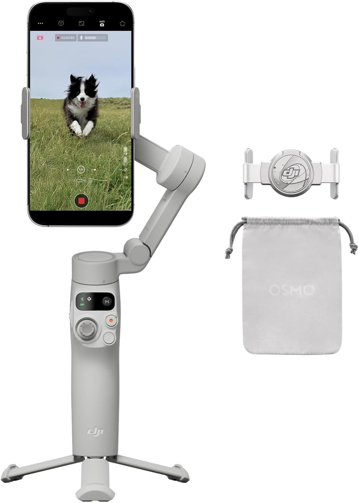 Stabilizator DJI Osmo Mobile 7 pentru iPhone, Android, trepied încorporat, ultraușor, stabilizator telefon pe 3 axe, ActiveTrack 7.0, ShotGuides, editare cu o singură atingere, 10 ore de utilizare