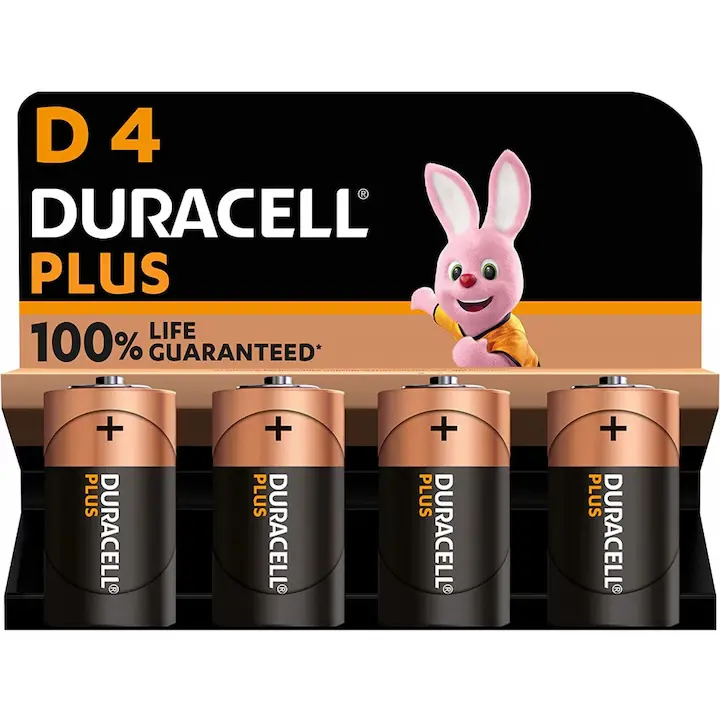 Baterii Duracell Plus D (4 buc, D)