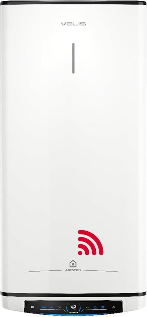 Ariston Velis Pro Wifi (fostul DUO 5 Fleck) - Încălzitor de apă electric multipozițional cu consum redus de 50 litri, 79,7x27,5x51,1 cm, pentru instalare în Spania, Clasa de eficiență energetică B (A+/F), Compatibil cu Alexa