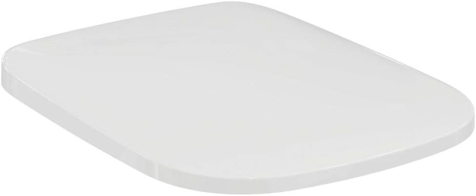 Capac de toaletă Ideal Standard Esedra, formă unghiulară, capac de toaletă durabil, include set de balamale pentru asamblare ușoară, duroplastic durabil - alb (365x445x40 mm)