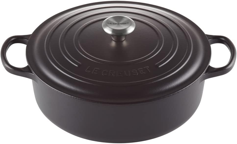 Caserolă din fontă Le Creuset Signature Gourmet, potrivită pentru toate plitele și cuptoarele, 30 cm, 6,2 litri, negru mat, 21179300000430