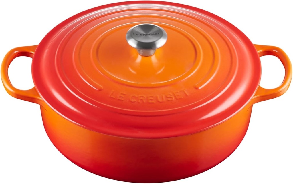 Caserolă din fontă Le Creuset Signature Gourmet, potrivită pentru toate plitele și cuptoarele, 30 cm, 6,2 litri, Roșu cuptor, 21179300902430