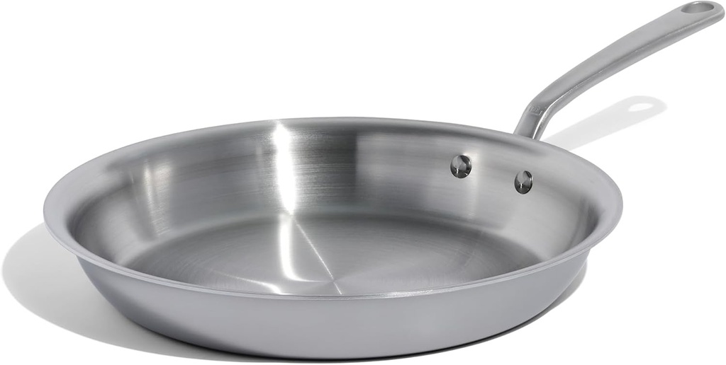 Made In Cookware – Tigaie din oțel inoxidabil de 30 cm – Înveliș din oțel inoxidabil cu 5 straturi – Vase de gătit profesionale – Fabricate în Italia – Compatibile cu inducția