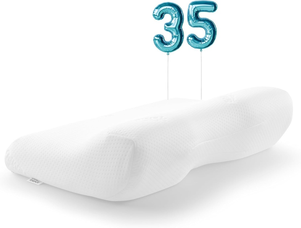 Pernă TEMPUR ErgoPlus MDV din spumă cu memorie, pernă ergonomică pentru susținerea gâtului pentru cei care dorm pe spate și pe o parte, senzație fermă, S (54 x 32 x 9,5/5 cm), Alb