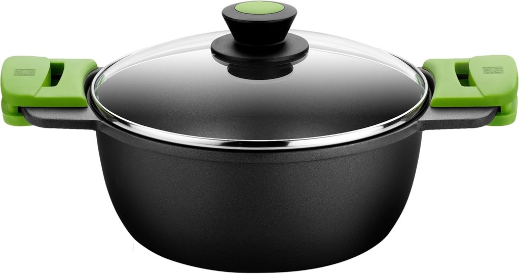 BRA Prior | Caserolă înaltă din aluminiu turnat cu capac de sticlă Prior, 32 cm, compatibilă cu inducția
