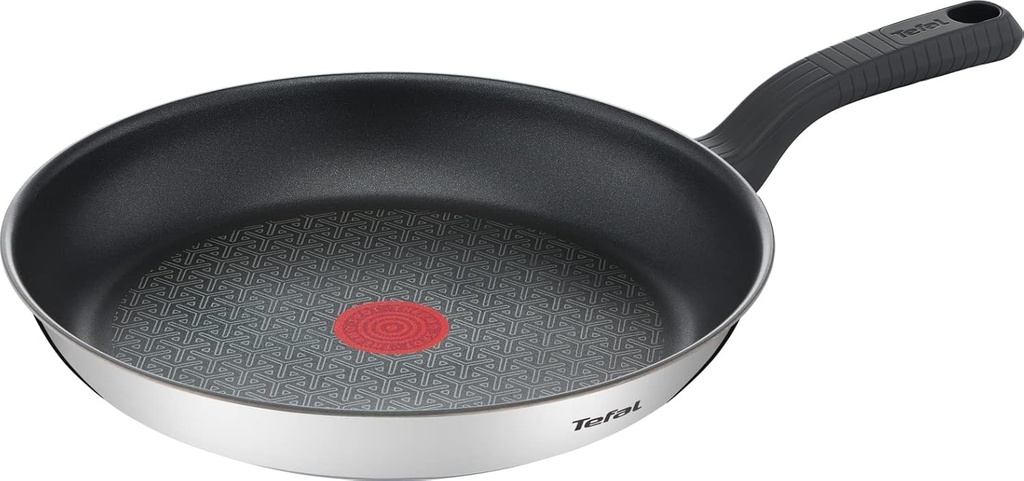 Tigaie Tefal Comfort Max 26 cm, oțel inoxidabil premium, indicator de temperatură Thermo-Spot, înveliș antiaderent, compatibilă cu inducția G7260544, neagră, argintie
