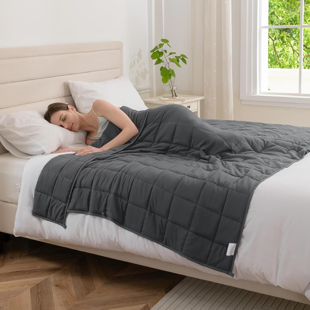 Pătură ponderată Good Nite pentru adulți, pătură terapeutică pentru ameliorarea stresului, pătură grea pentru simțuri calme (gri, 8 kg, 150 x 200 cm)