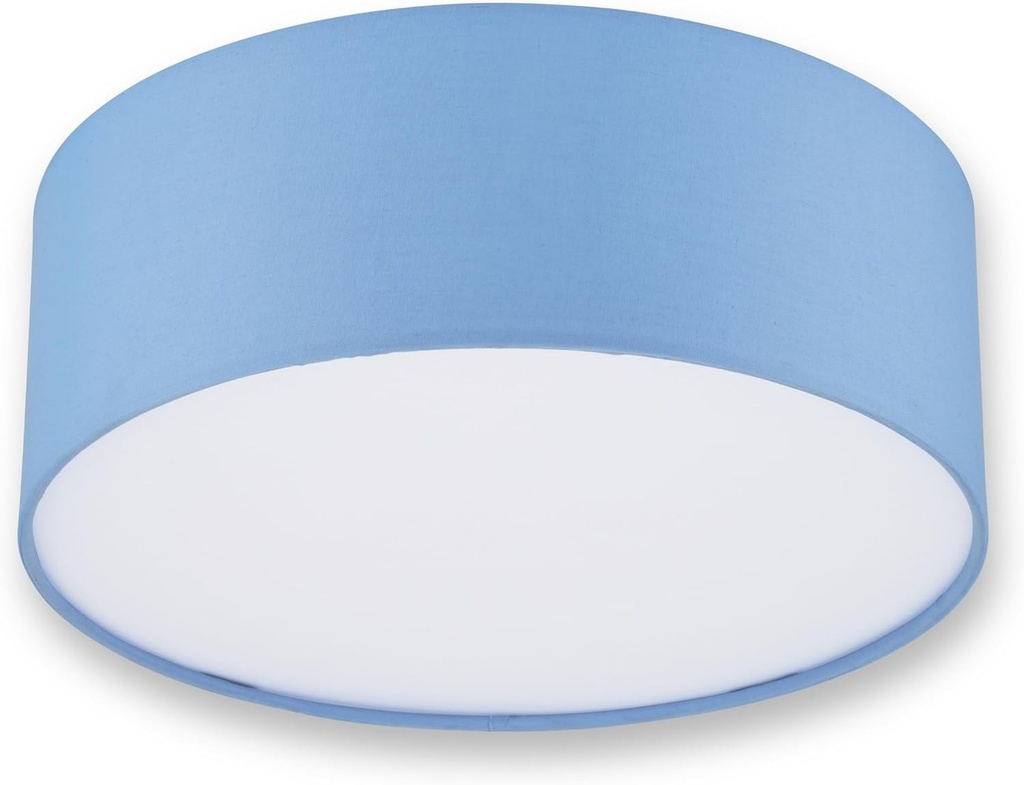 Lampă de tavan REV - Lampă de tavan rotundă 30 cm cu abajur din material textil pastelat - Ideală pentru dormitoare, camere de zi și camere pentru copii, albastru deschis