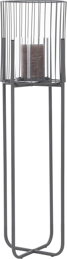 Brandsseller Sfeșnic cu suport H 63 cm Ø 22 cm cu inserție de sticlă Suport pentru lumânări metalice, coloană, pentru interior și exterior, rotund - gri
