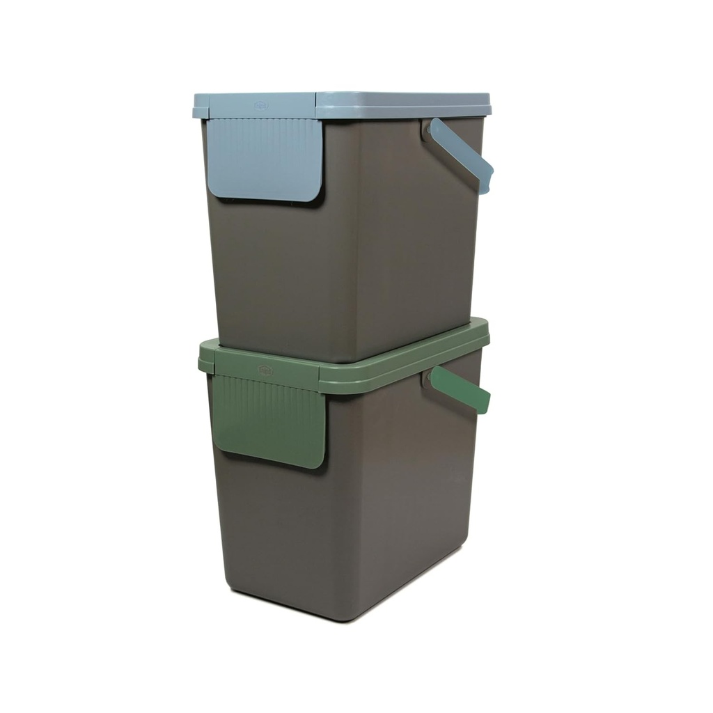 Set de 2 coșuri de reciclare Snips, 2 x 25 litri, coș de reciclare pentru bucătărie, 26 x 36 x 43 cm, culoare gri, fabricat în Italia.