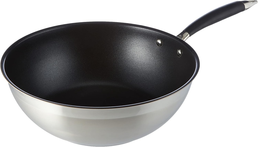 Tigaie Wok Amazon Basics, 28 cm, Negru