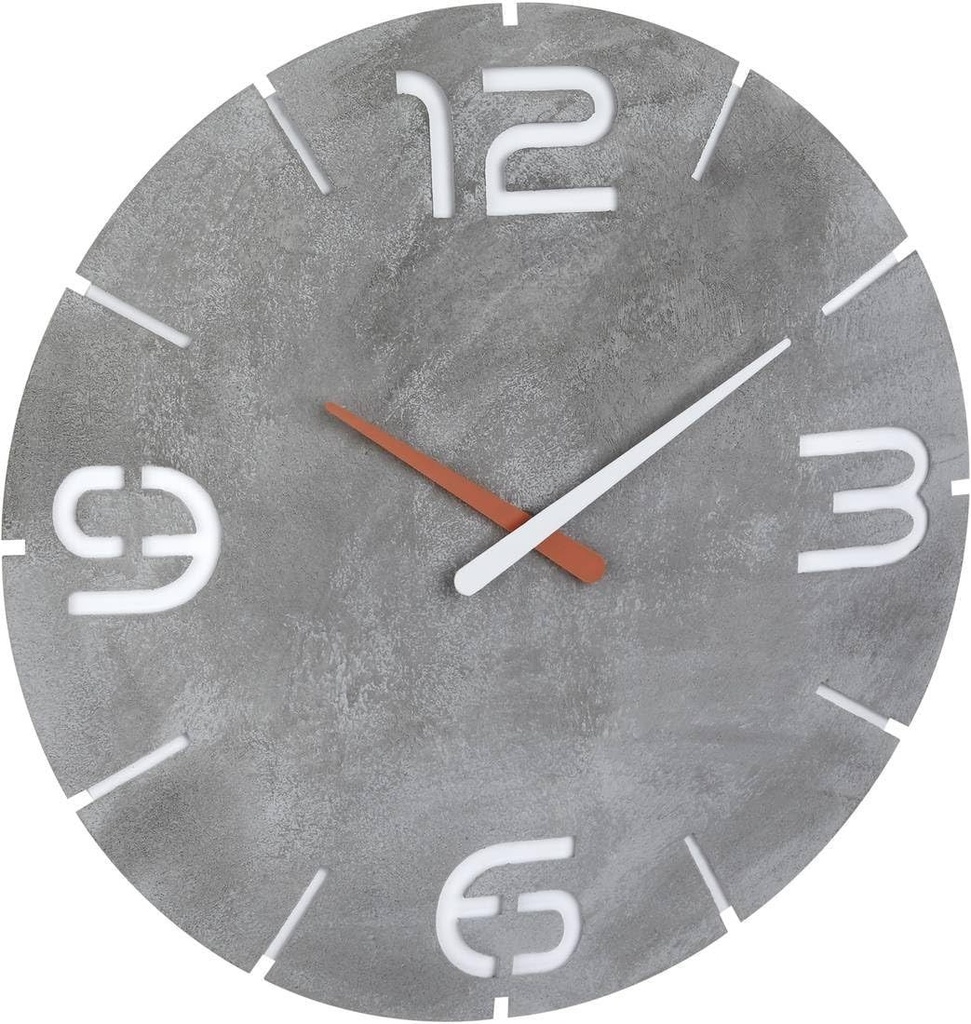 Ceas de perete radiocomandat TFA Dostmann Contour, 60.3536.15, ușor de citit, aspect beton, ideal pentru bucătărie, hol de intrare sau birou, ceas de design, design industrial, gri