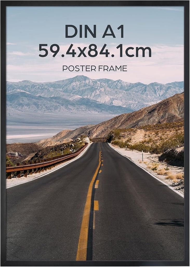 Ramă foto neagră Giftgarden A1 - Ramă din aluminiu pentru fotografii, puzzle-uri și postere de 59,4x84 cm - Ramă foto mare pentru sufragerie, dormitor, birou