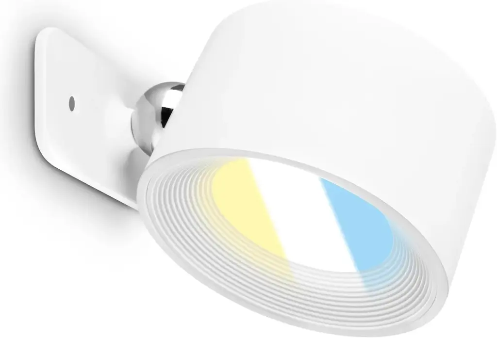 BRILONER - Aplica cu baterii, detașabilă cu magnet, rotire 360 ​​de grade, reglabilă intensitate, lampă de perete de interior, lampă de noptieră, lampă de citit, 8,7x7,5x4,8cm, albă
