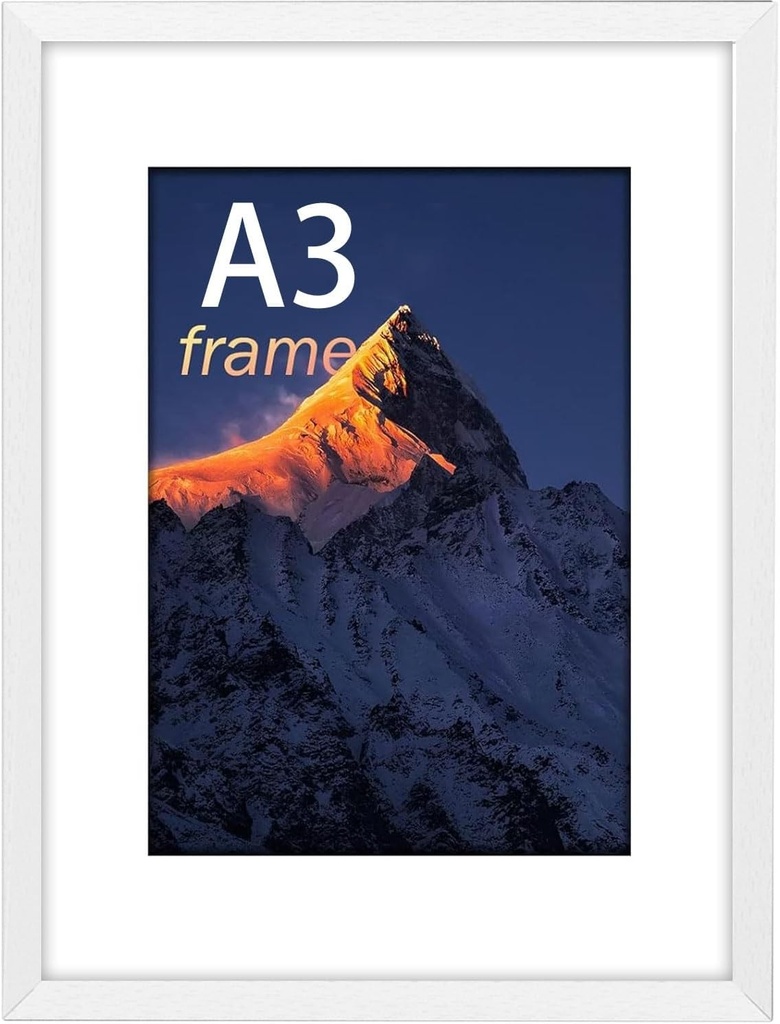 Ramă foto Wyewye 50x70, ramă foto din lemn MDF 50x70 albă, ramă cu sticlă acrilică - pentru agățare verticală sau orizontală, pentru fotografii, postere, puzzle-uri