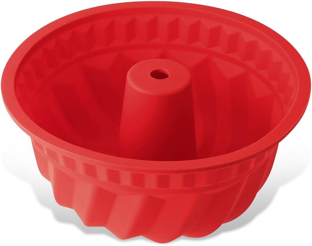 Dr. Oetker Tavă flexibilă Bundt, Tavă din silicon pentru tort, Ø 22 cm, Roșie