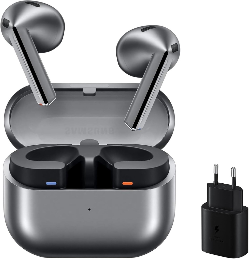 Samsung Galaxy Buds3 + Încărcător - Căști wireless, Anulare zgomot, Bluetooth, Audio 360, Gri (Versiune spaniolă)