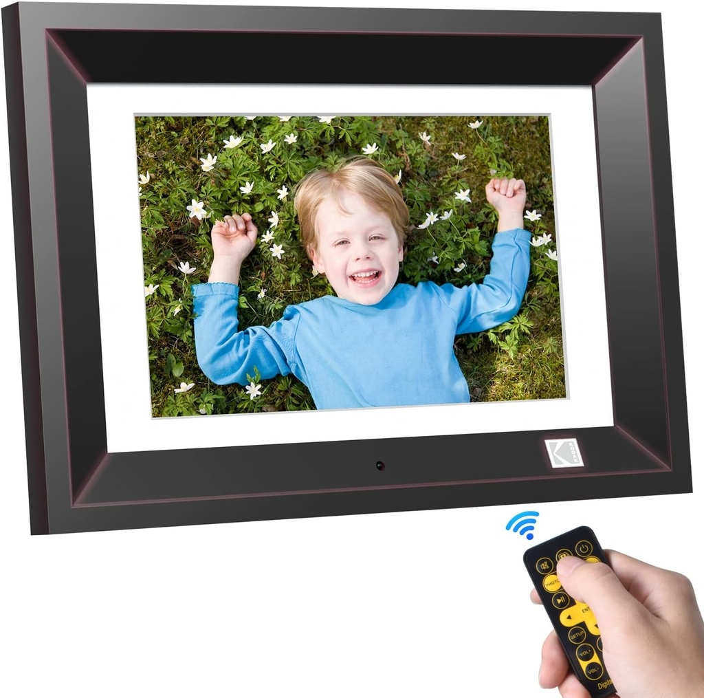 Ramă foto digitală KODAK, 25,7 cm (10,1 inci), Full HD, 1280 x 800, muzică/video/calendar/ceas deșteptător, ramă foto digitală cu telecomandă, neagră