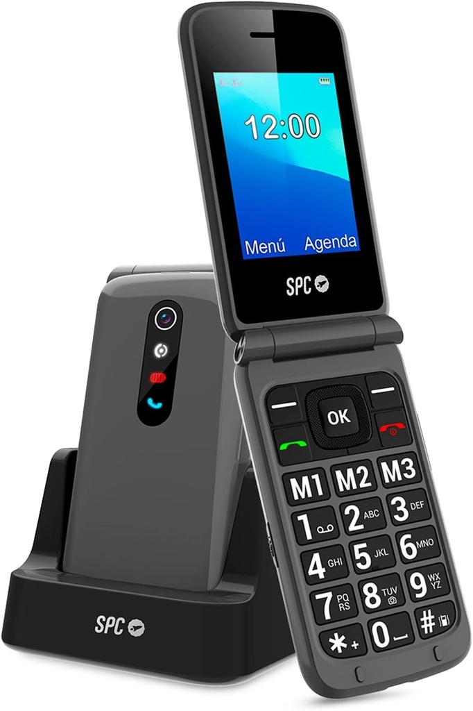 SPC Stella 2 - Telefon mobil cu clapă pentru seniori, butoane mari, ușor de utilizat, ton de apel inteligent și notificări inteligente, setare de la distanță, buton SOS, USB-C, 3 sloturi de stocare directă