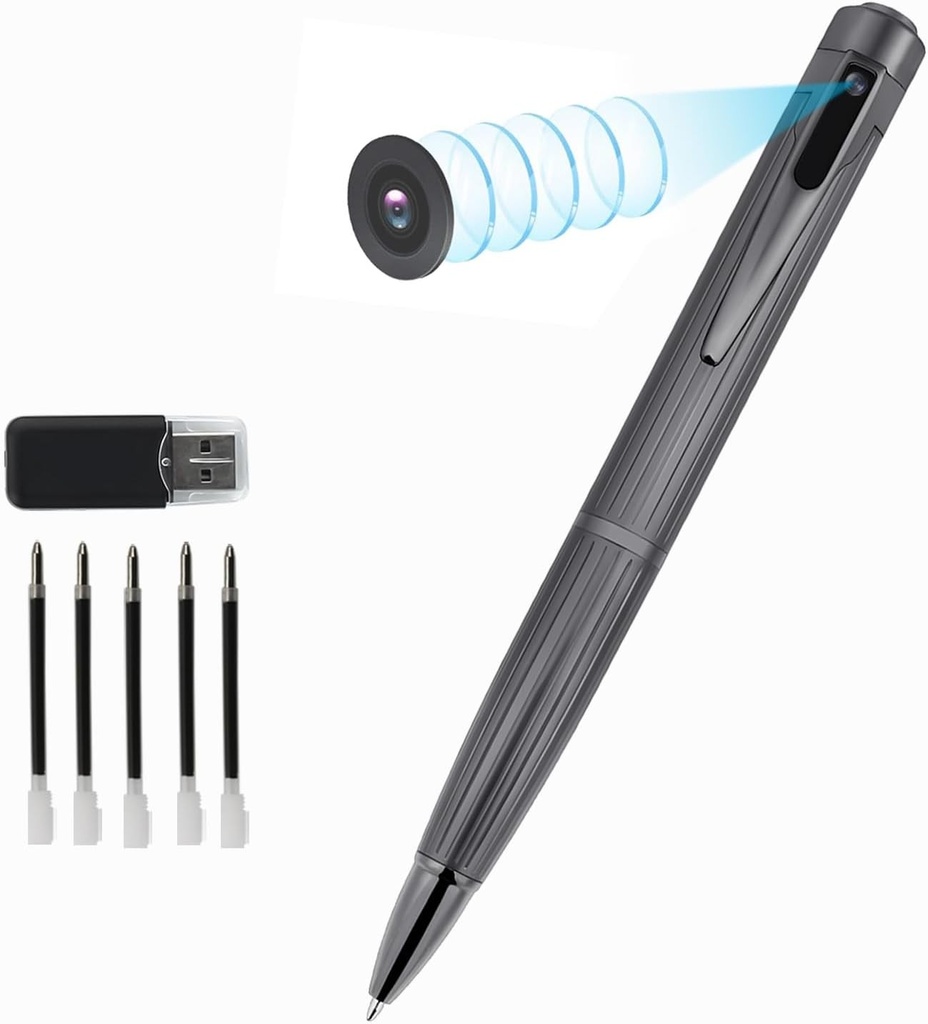 Camere spion cu stilou, Amyway 1080P HD Mini cameră ascunsă portabilă de buzunar, înregistrator audio și video pentru afaceri și conferințe cu detecție de mișcare